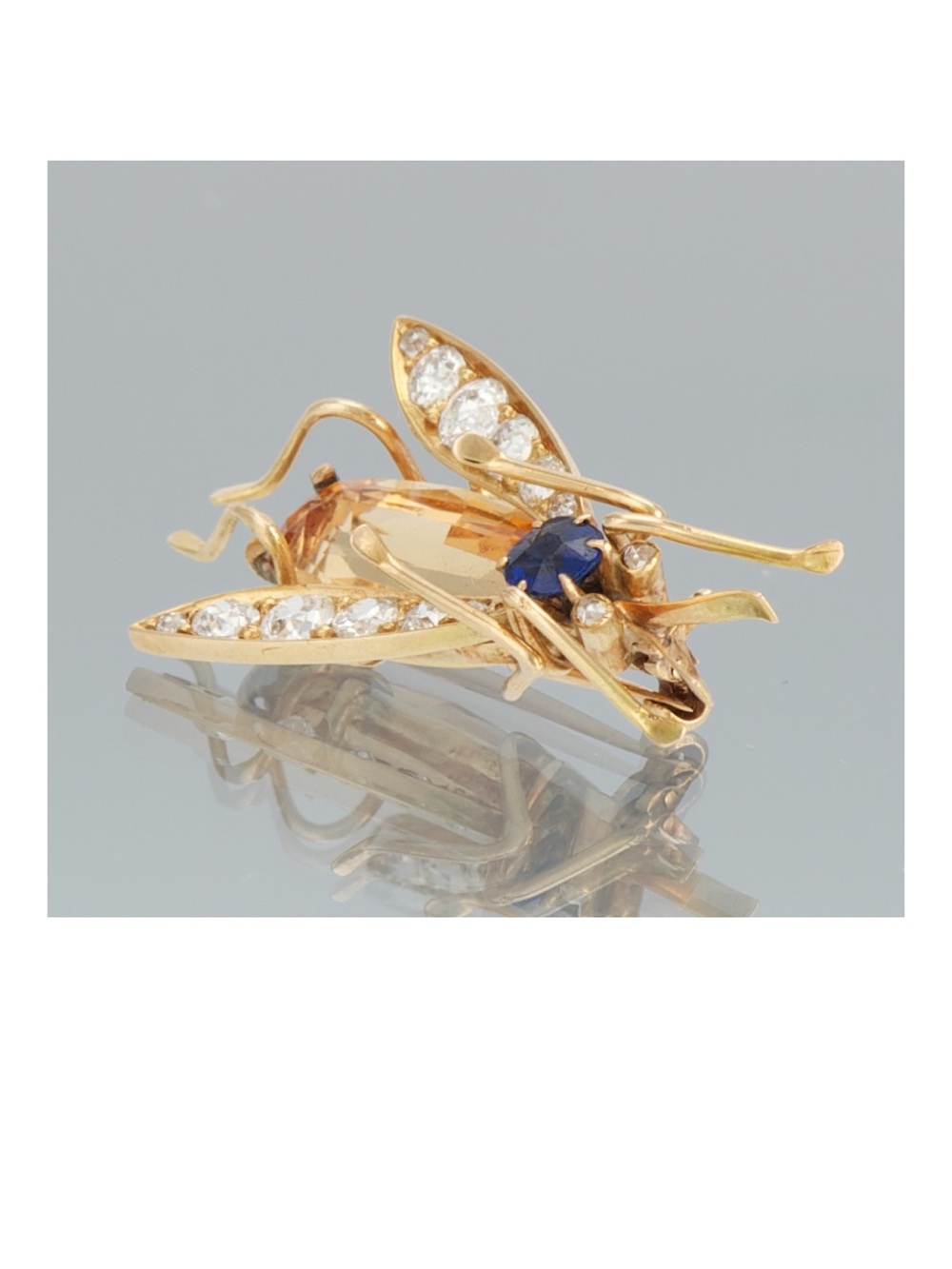 Insect Pin Bee Fly Brooch Topaz Diamond Sapphire Collectable Antique Victorian - Picture 3 of 5